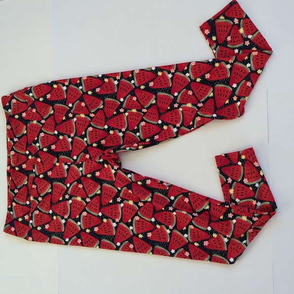 LulaRoe Watermelon Leggings TC2 Red Pattern - Picture 3 of 11